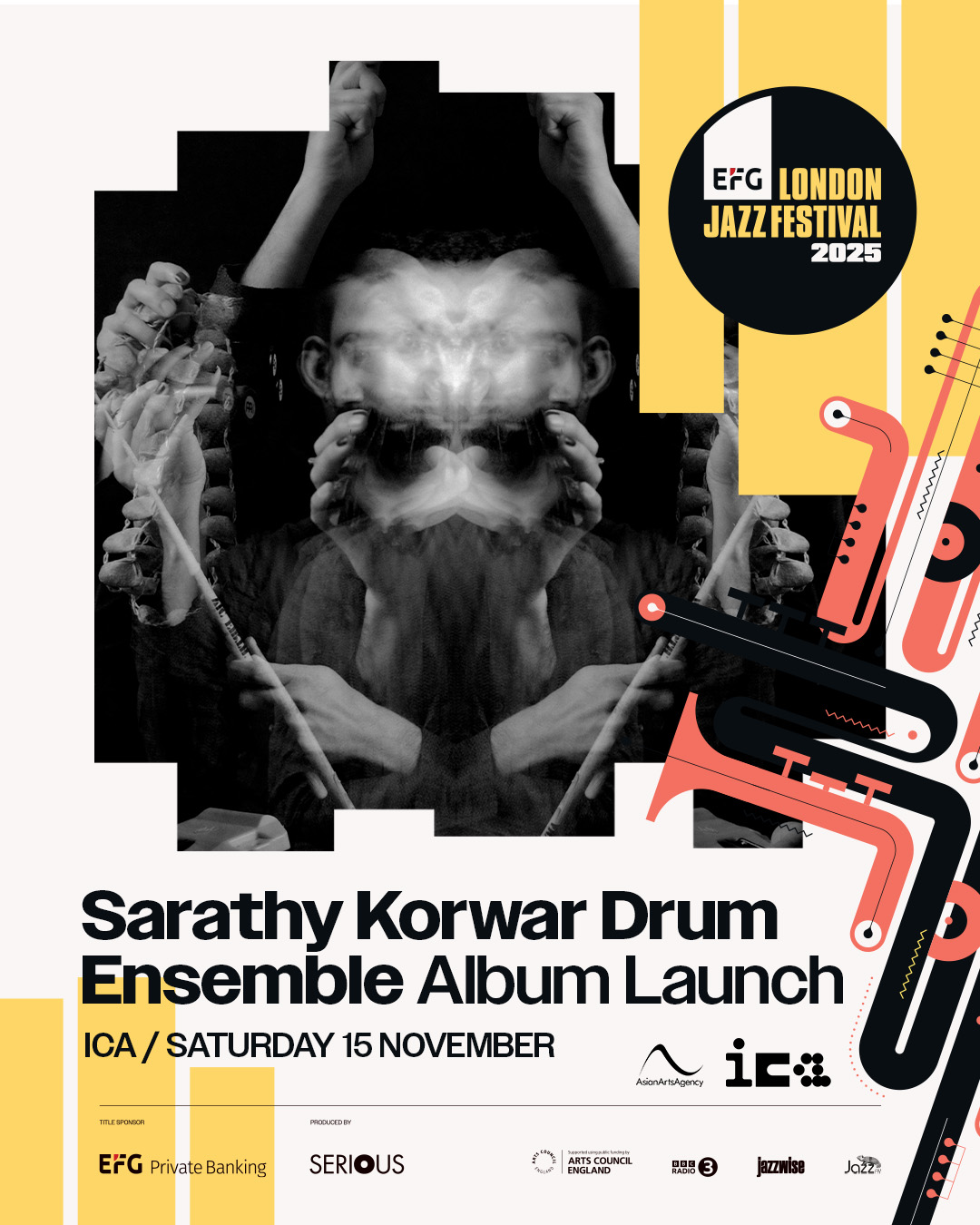A graphic showing the concert details with the London Jazz Festival logo